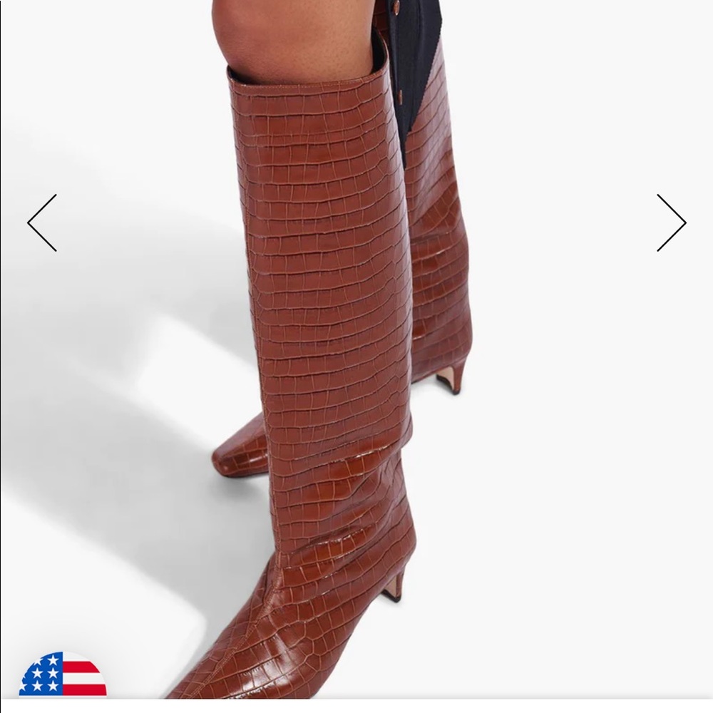 Staud Wally Boot in Embossed Saddle Croc